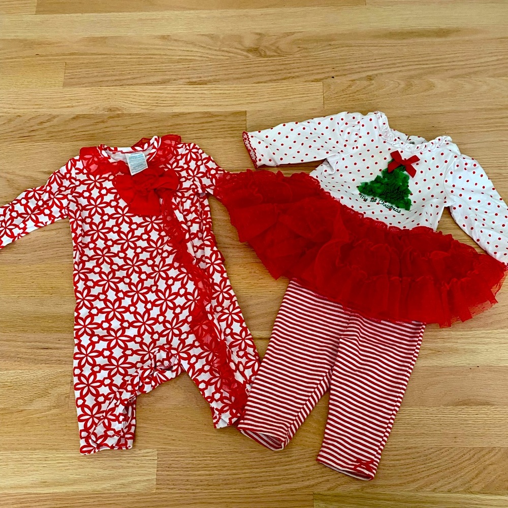 Two christmas outfits for 6 month old